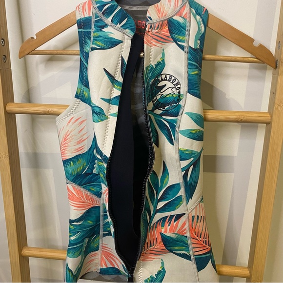 Billabong Surf Capsule Wetsuit Womens Floral Jacket Size 8 - Picture 11 of 13